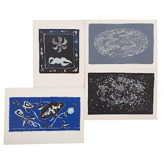 Manfred Schwartz. Four color lithographs-blue