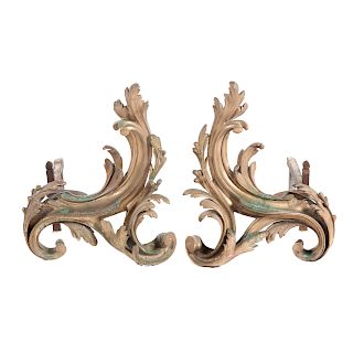Pair Louis XV style bronze chenets