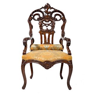George II style carved oak armchair