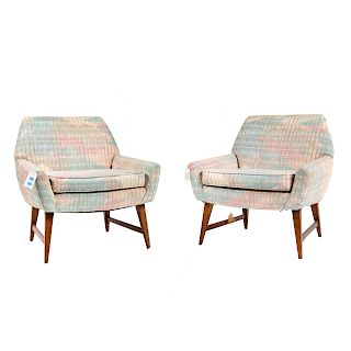 Pair Mid-Century Modern upholstered armchairs