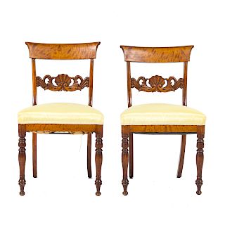 Pair George IV mixed woods side chairs