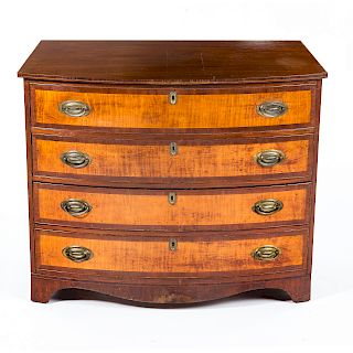 Federal mahogany & tiger maple chest of drawers