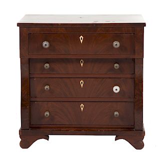 Miniature American mahogany Restoration chest