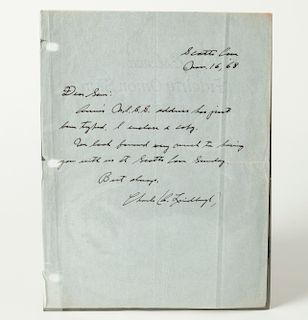 Lindbergh Hand-written Note, Dated November 16, 1968