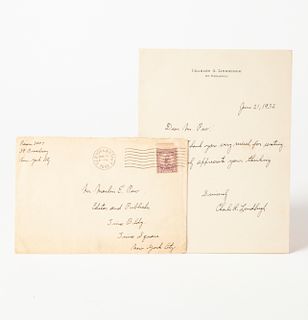 Autograph: Signed Handwritten Note from Charles A. Lindbergh