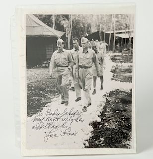 Important Joe Foss Autograph Photo with Lindbergh and Two Signed Joe Foss Letters