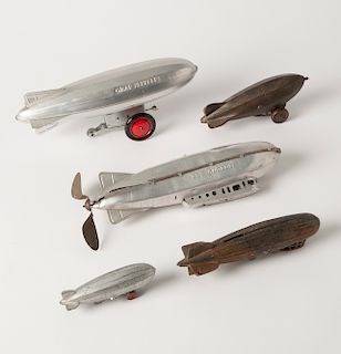 5 Metal Dirigible and Zeppelin Toys