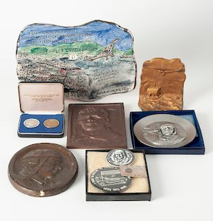 Lindbergh Plaques, Coins and Bronze Bookend