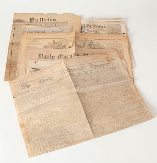 Group of 7 Historic Newspapers from 1862, 1863, 1865 and 1885. One is Confederate.