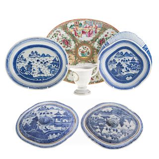 Six pieces of Chinese Export porcelain tableware