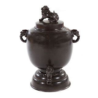 Large Chinese silver inlaid bronze cistern