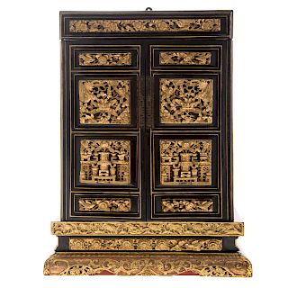 Chinese lacquer and gilt wood shrine