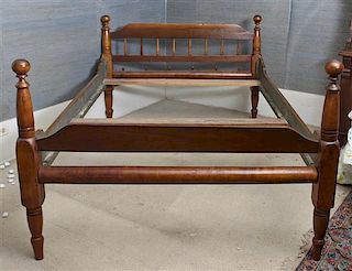 An American Maple Spindle Bed, Height of headboard 34 inches.