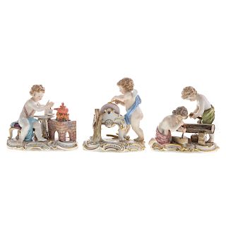 Three Meissen porcelain figural groups
