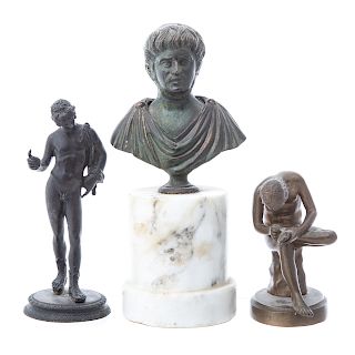 Three miniature classical style bronzes