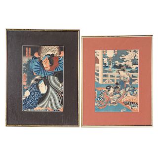 Two Japanese color woodblock prints
