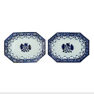 Pair Chinese Export octagonal platters