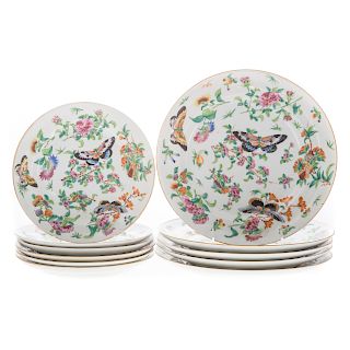 11 Chinese Export Famille Rose plates