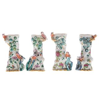 Rare set four Chinese Export bud table vases