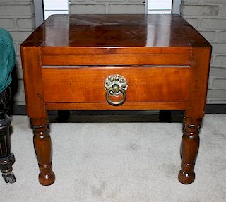 An American Cherry Low Table, Height 13 3/4 x width 15 3/4 x depth 15 3/4 inches.