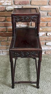 A Chinese Carved Wood Side Table, Height 30 x width 12 1/4 x depth 24 inches.