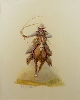 Cowboy with Reata by Olaf Wieghorst