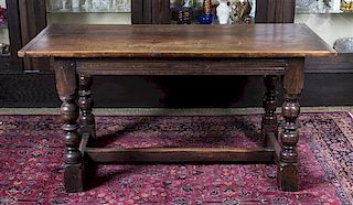 An English Provincial Oak Tavern Table, Height 30 x length 60 x width 30 inches.
