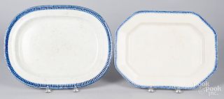 Two pearlware blue feather edge platters