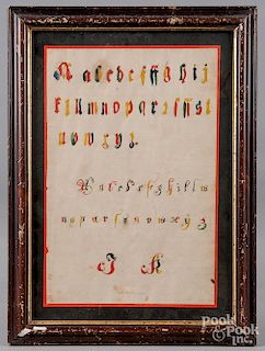 Pennsylvania watercolor fraktur alphabet