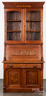 Victorian walnut secretary bookcase