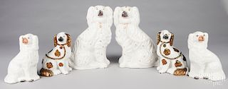 Three large pairs of Staffordshire spaniels