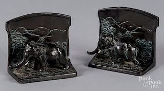 Pair of L. V. Aronson bronze elephant bookends