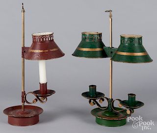 Two painted bouillotte lamps