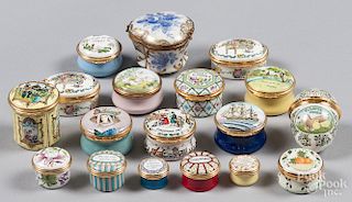 Collection of porcelain and enamel pill boxes