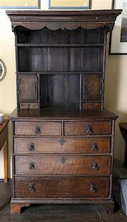 A Georgian Oak Welsh Dresser, Height 71 x width 38 1/4 x 23 inches.