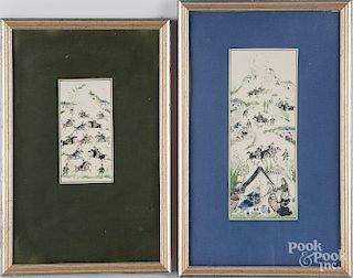 Three miniature Persian paintings