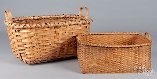 Two large split oak gathering baskets
