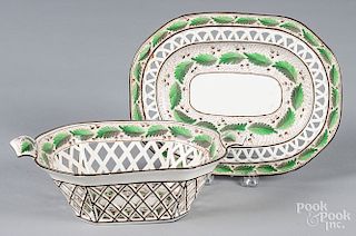 Pearlware basket and undertray
