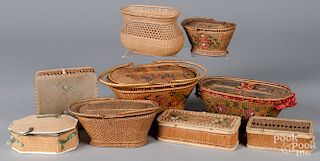 Nine assorted baskets.