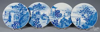 Four Chinese export blue and white porcelain