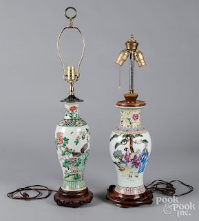 Two Chinese porcelain table lamps.