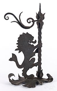 Wrought iron rampant lion pricket stick