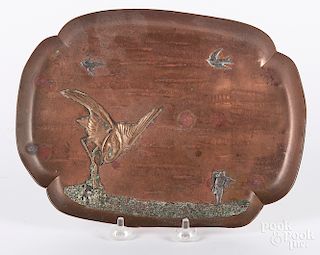 Gorham copper and mixed metal tray