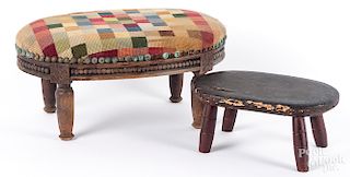 Two pine footstools