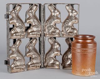 Rabbit chocolate mold, together with stoneware