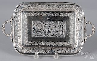 Persian engraved silver tray