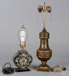 Two tin table lamps.