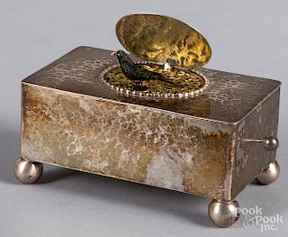 German 800 silver musical bird box