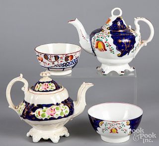 Four pieces of Gaudy Welsh porcelain