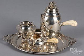 Four-piece sterling silver tea service